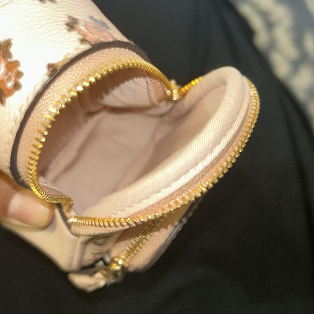 NWT Coach Pink and Brown Floral Mini Bag Keychain - Picture 8 of 11